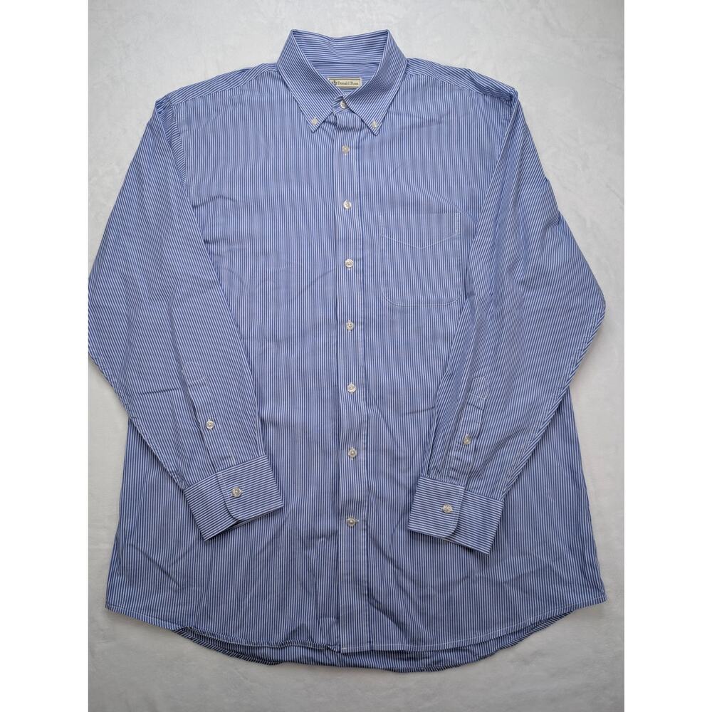 Donald Ross Mens Button Down Shirt Large Stripe Blue White ODCC Golf - Picture 3 of 9